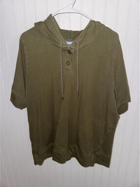 Joan Rivers XL Olive Green Short Sleeve Hoodie